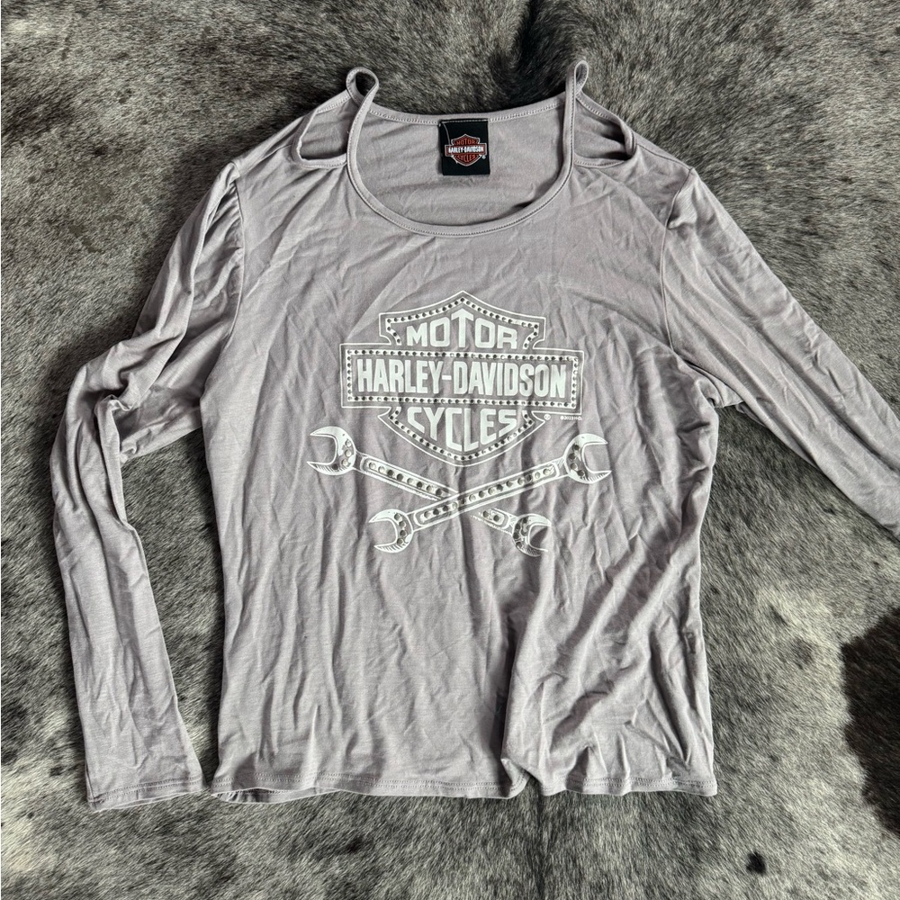 Harley-Davidson Light Gray Long Sleeve Logo Tee